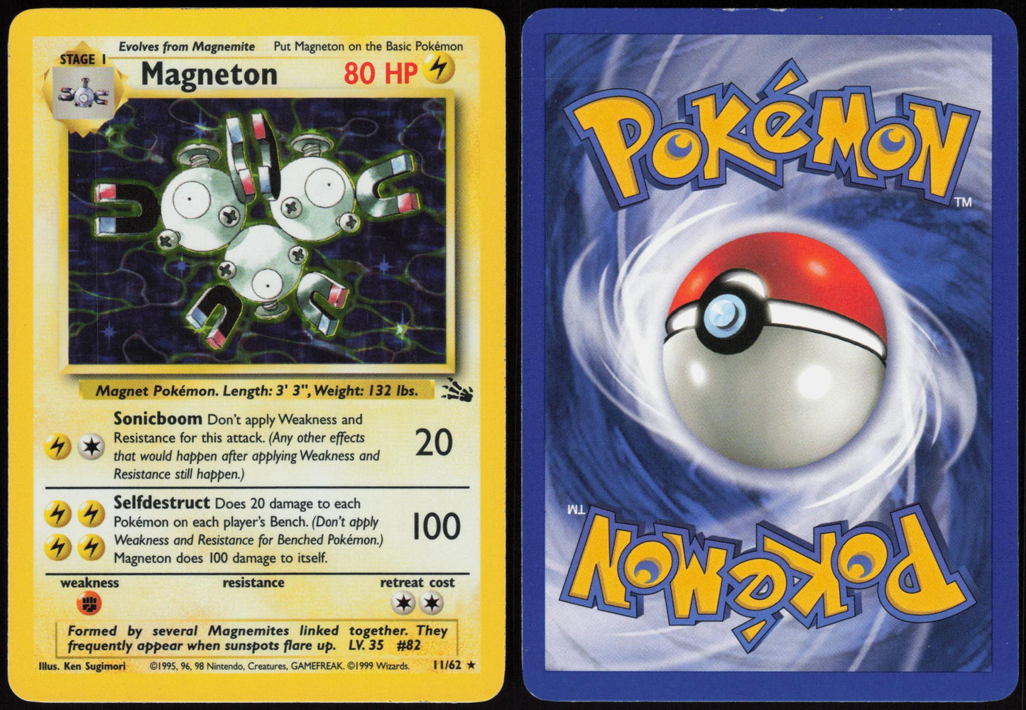MAGNETON 11/62 FOSSIL POKEMON RARE UNLIMITED HOLO HP