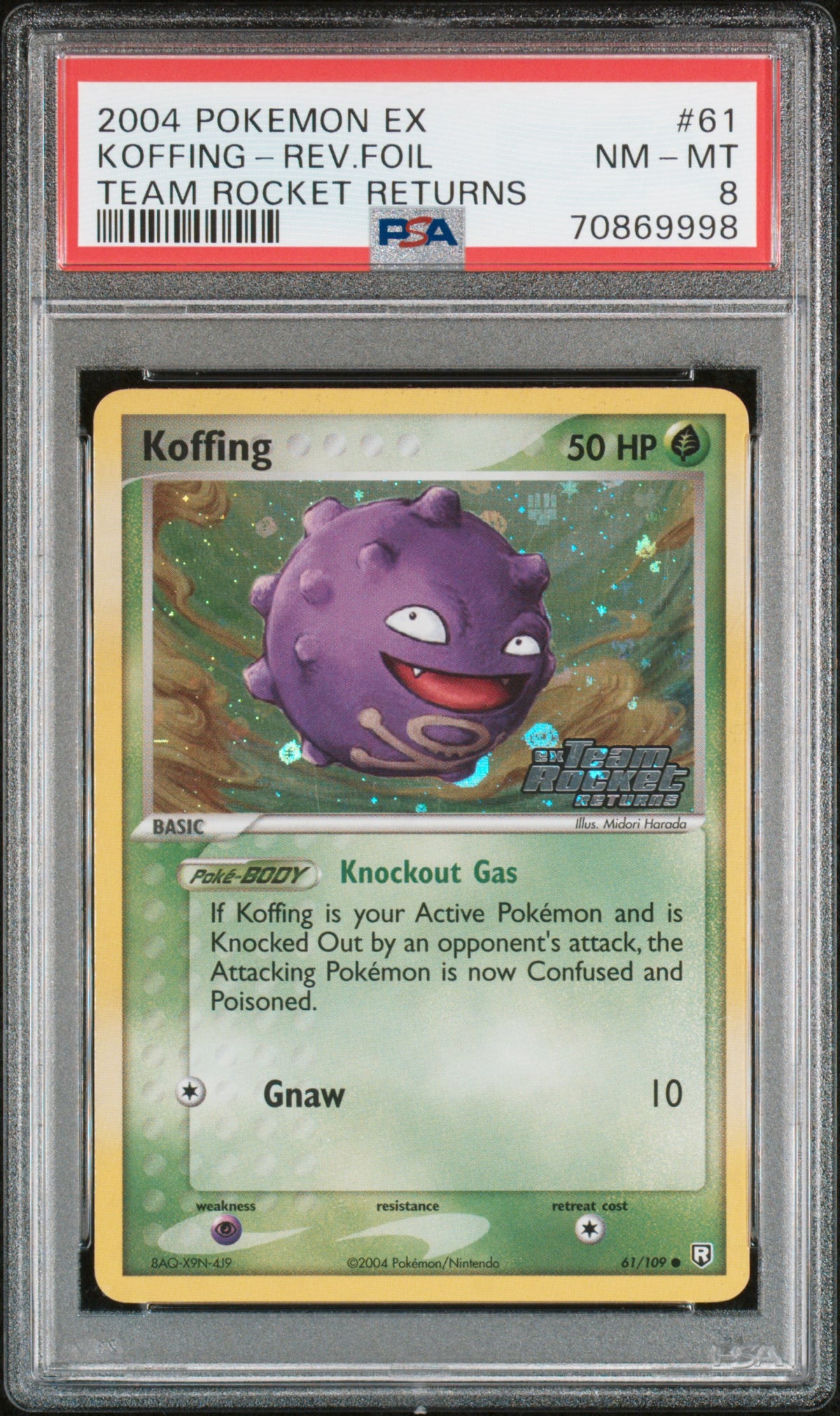 KOFFING REVERSE HOLO 61/109 PSA 8 TEAM ROCKET RETURNS POKEMON