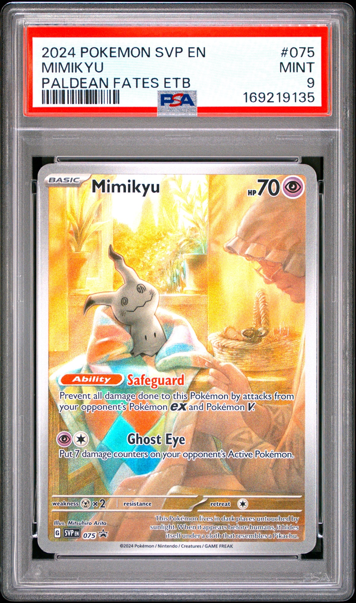 MIMIKYU 075 PSA 9 PALDEAN FATES ELITE TRAINER BOX SV BLACK STAR PROMO POKEMON
