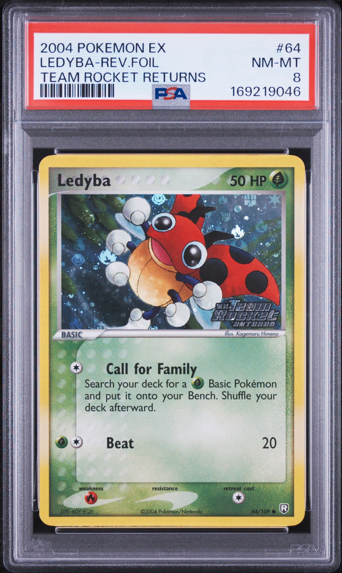 LEDYBA REVERSE HOLO 64/109 PSA 8 TEAM ROCKET RETURNS POKEMON