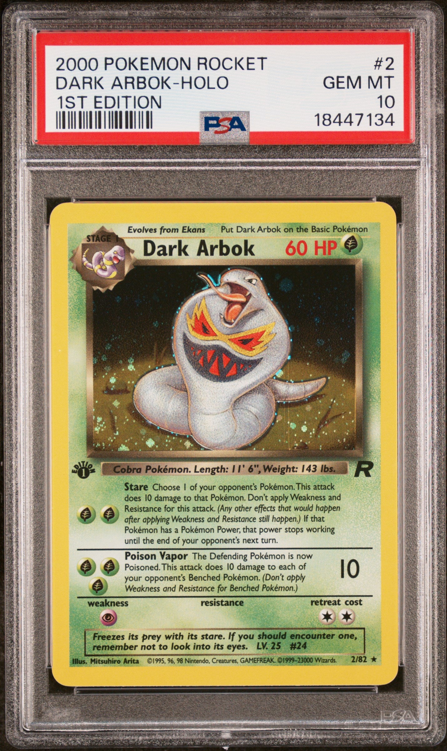 DARK ARBOK HOLO 2 PSA 10 1ST EDITION ROCKET POKEMON