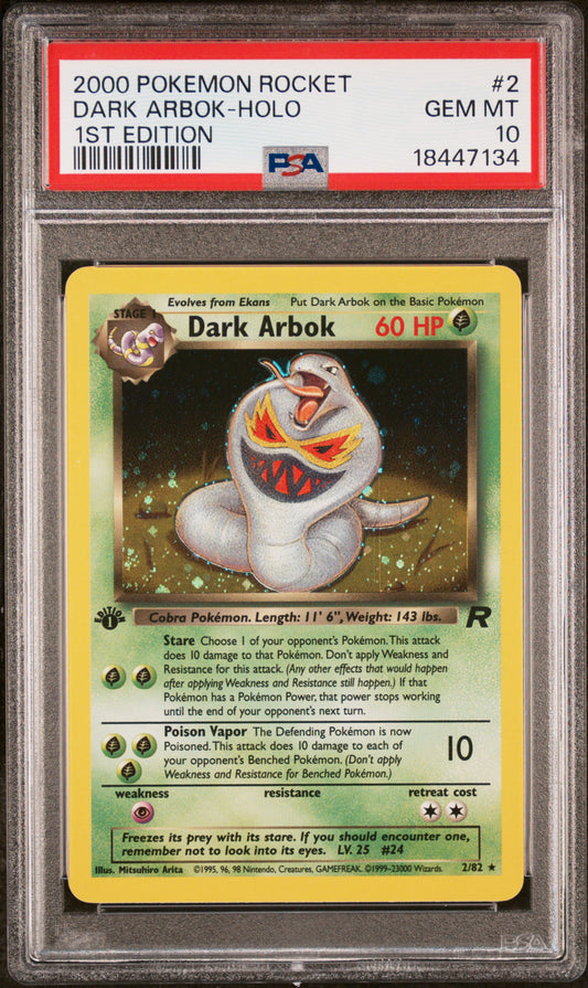 DARK ARBOK HOLO 2 PSA 10 1ST EDITION ROCKET POKEMON