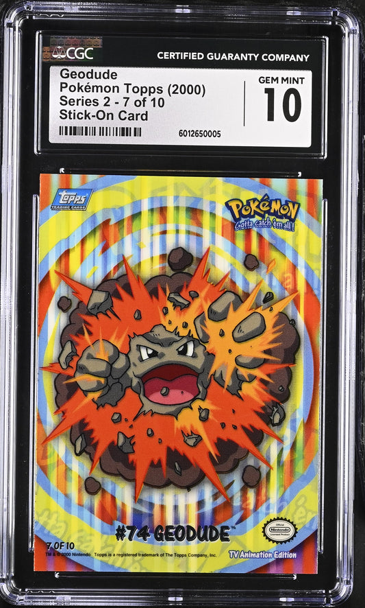 POKEMON TCG - GEODUDE 7 OF 10 CGC 10 STICK-ON CARD SERIES 2 POKEMON TOPPS