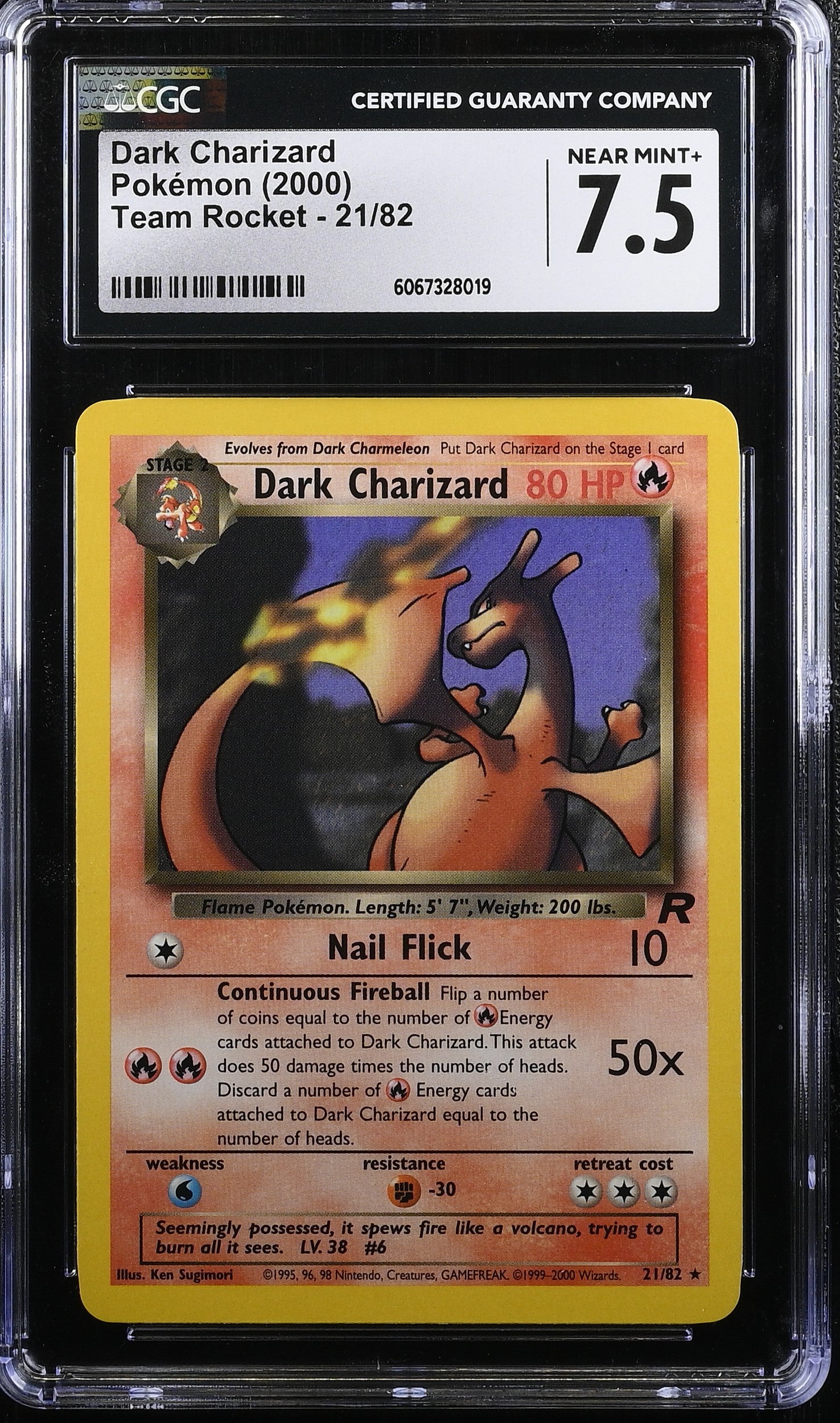 DARK CHARIZARD 21/82 CGC 7.5 TEAM ROCKET POKEMON