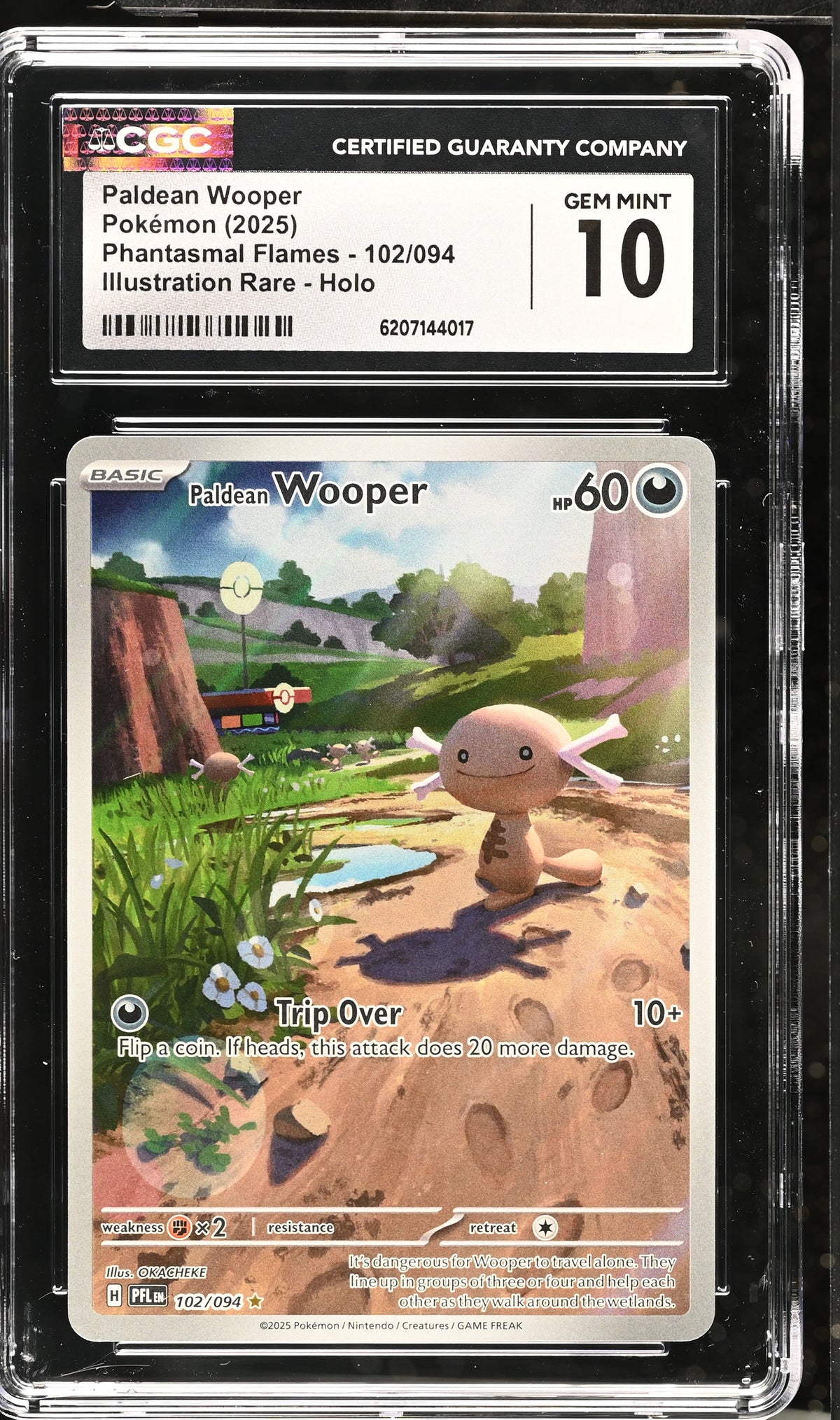 PALDEAN WOOPER 102/094 CGC 10 ILLUSTRATION RARE HOLO PHANTASMAL FLAMES POKEMON