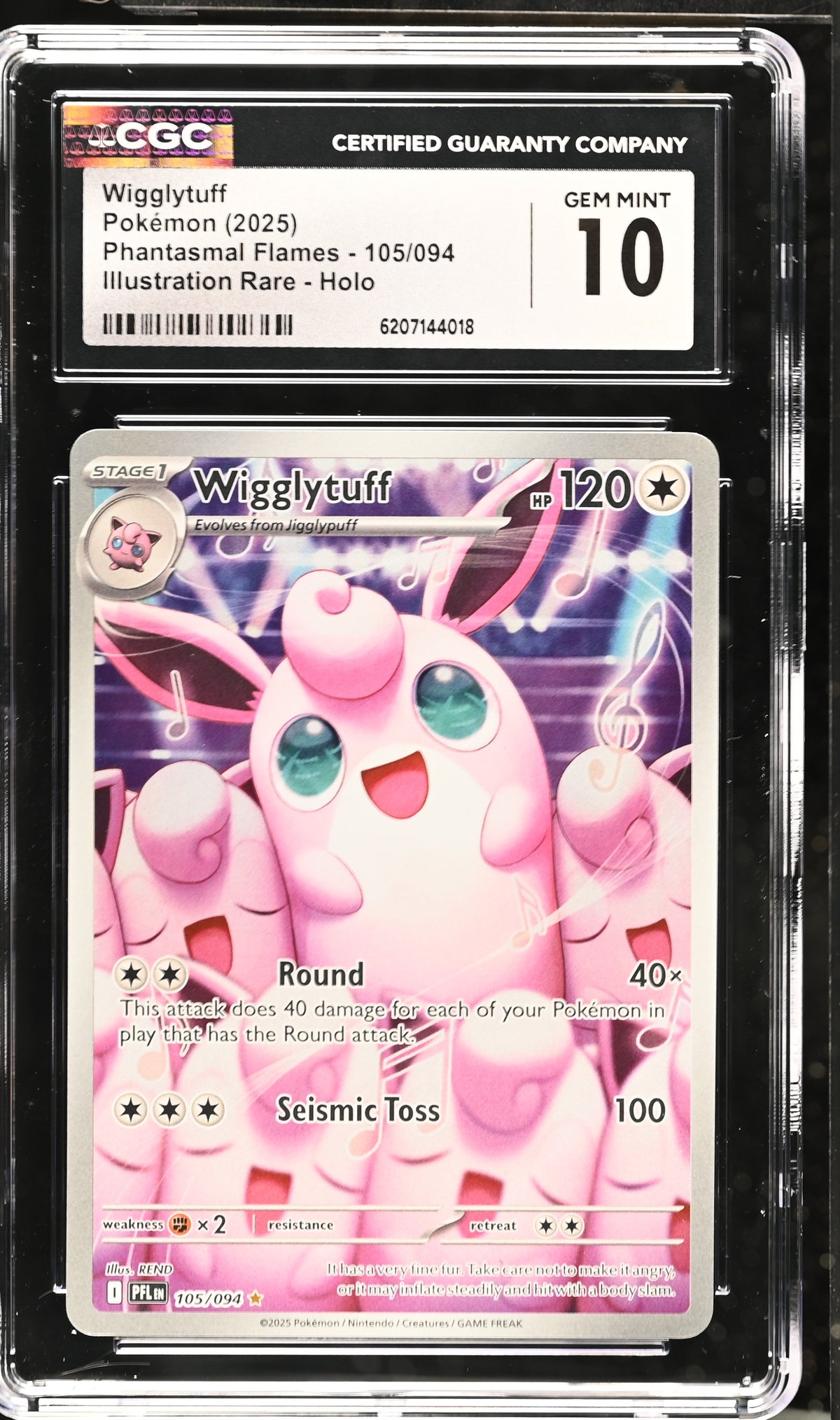 WIGGLYTUFF 105/094 CGC 10 ILLUSTRATION RARE HOLO PHANTASMAL FLAMES POKEMON