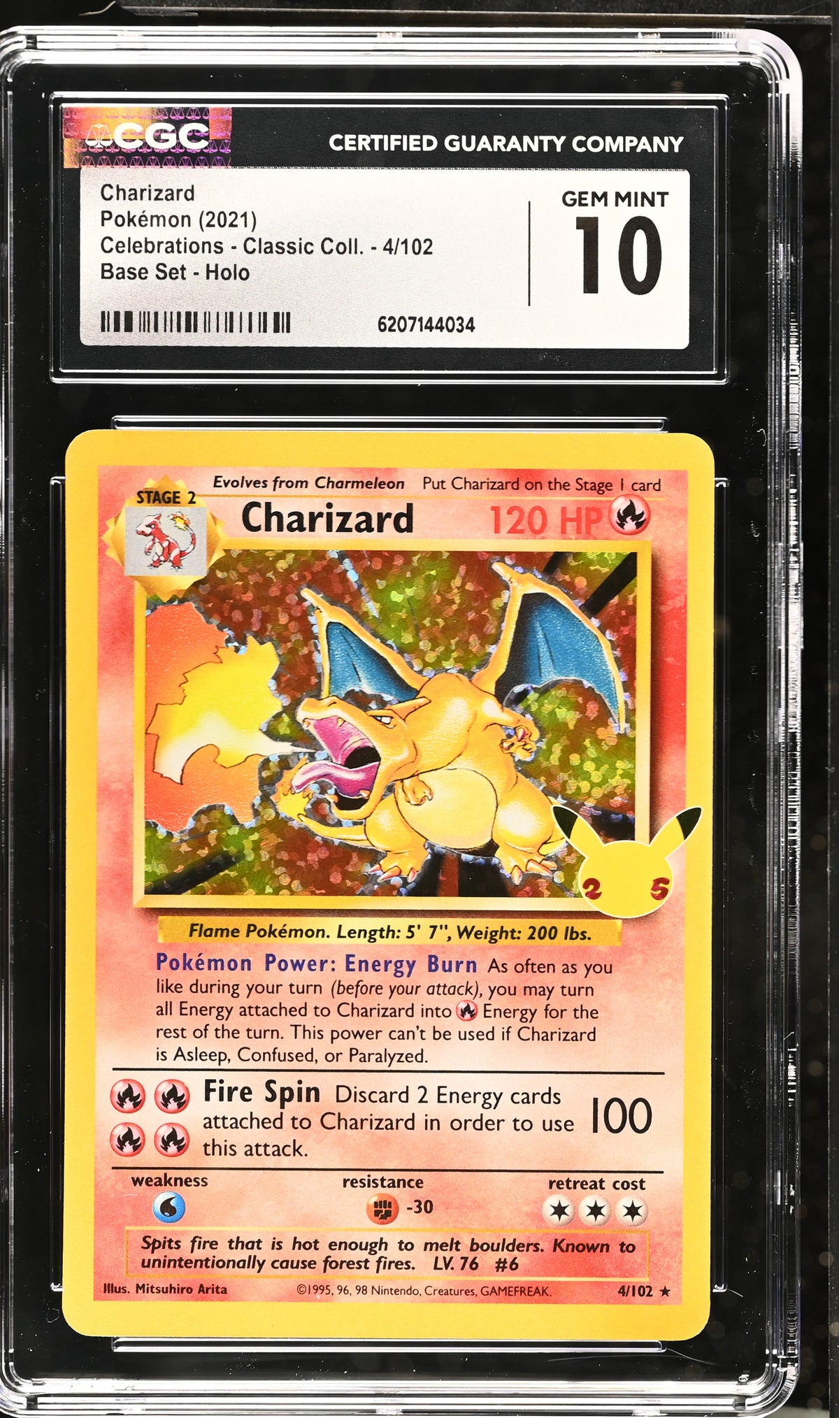 CHARIZARD 4/102 CGC 10 BASE SET HOLO CELEBRATIONS - CLASSIC COLL. POKEMON