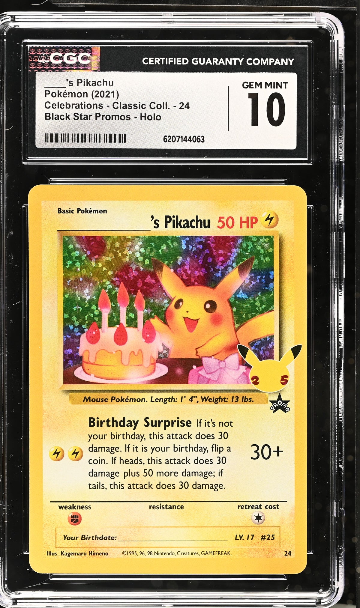____'S PIKACHU 24 CGC 10 BLACK STAR PROMOS HOLO POKEMON