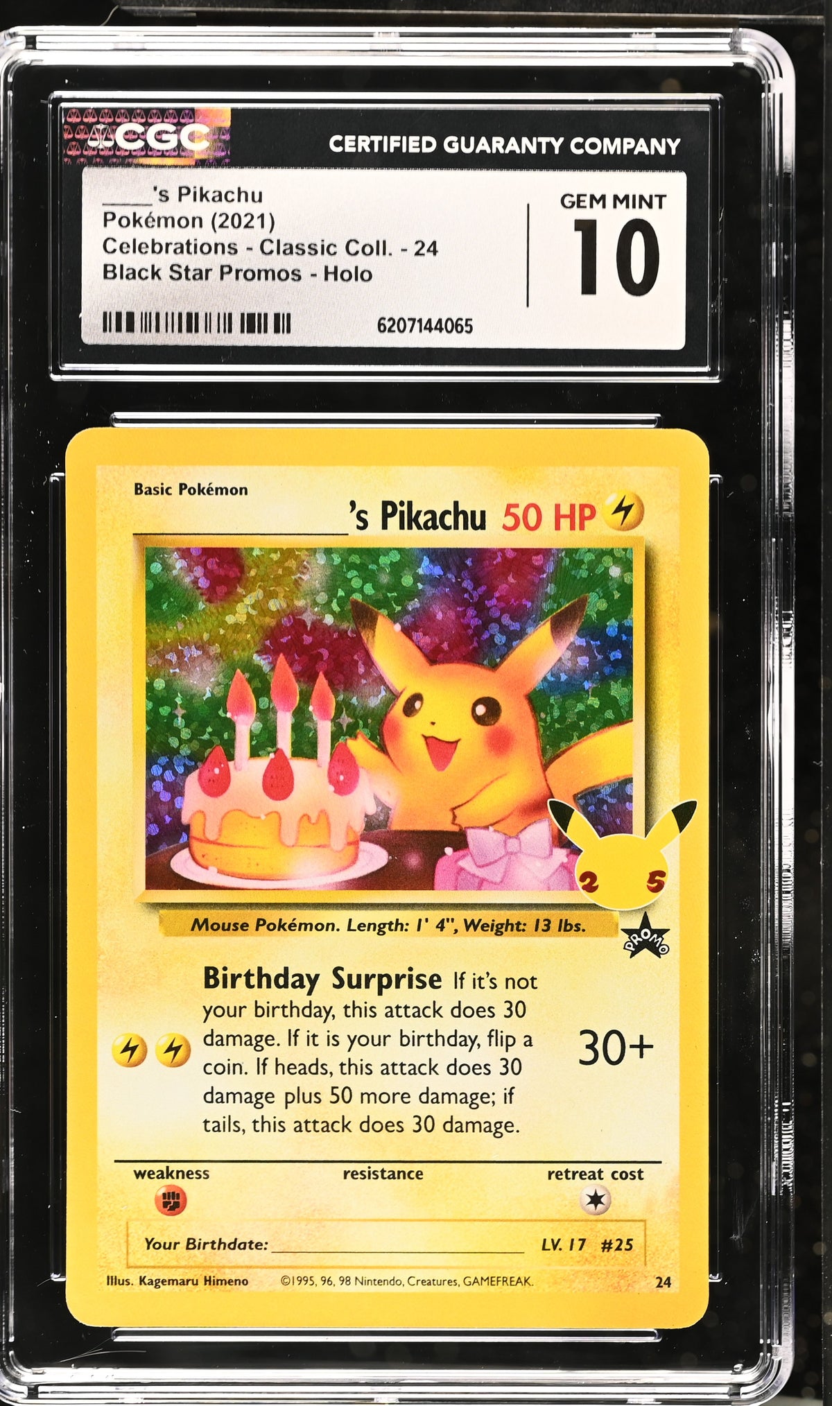 ____'S PIKACHU 24 CGC 10 BLACK STAR PROMOS HOLO POKEMON