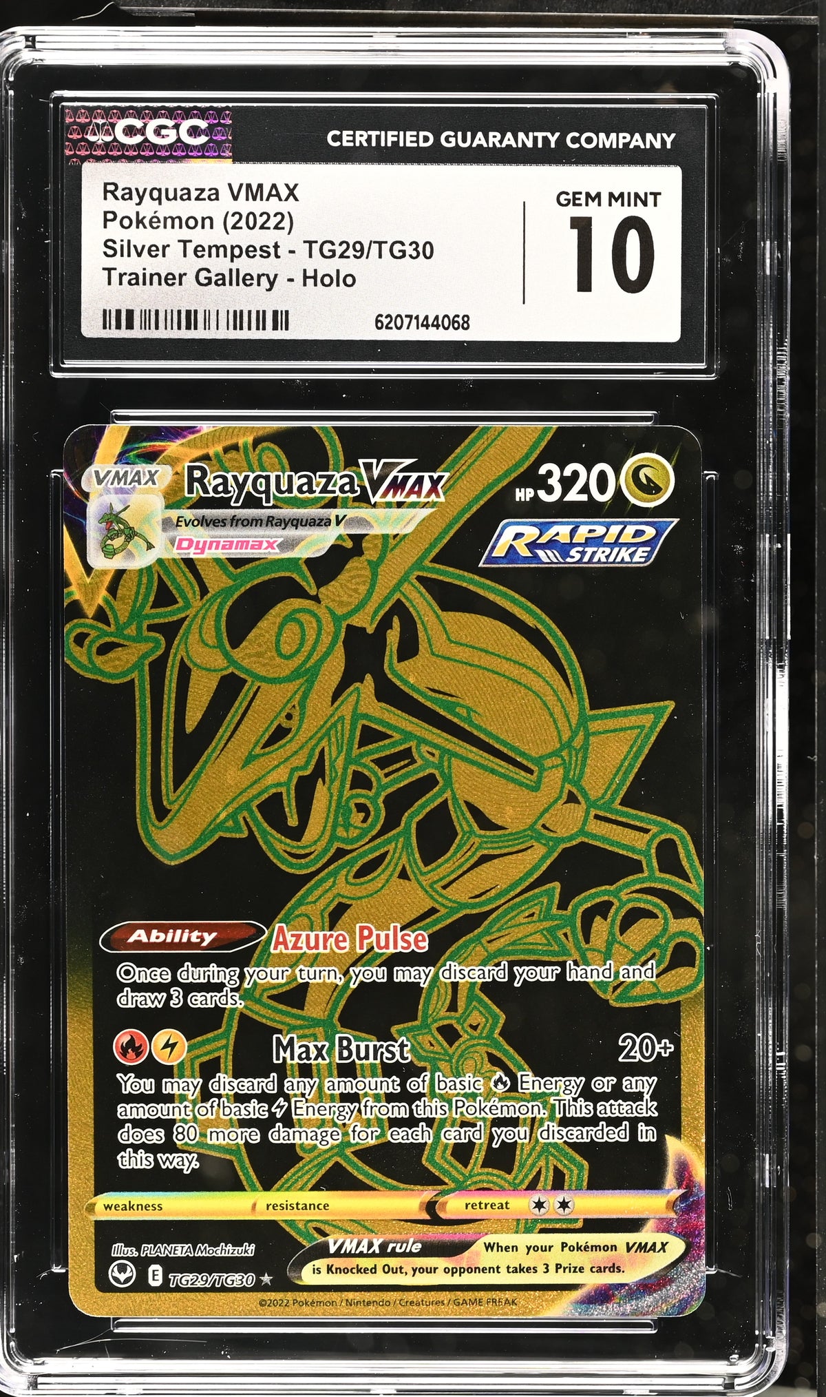 RAYQUAZA VMAX TG29/TG30 CGC 10 TRAINER GALLERY HOLO SILVER TEMPEST POKEMON