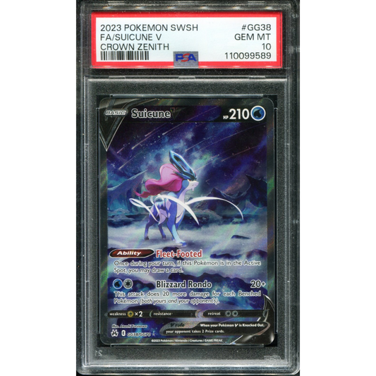 POKEMON TCG - SUICUNE V GG38/GG70 POKEMON PSA 10 CROWN ZENITH ALTERNATE ART