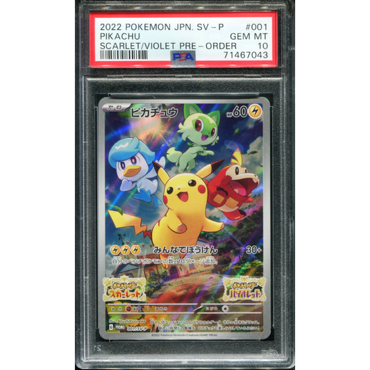 POKEMON TCG - PIKACHU 001/SV-P POKEMON PSA 10 JAPANESE SCARLET & VIOLET PRE-ORDER