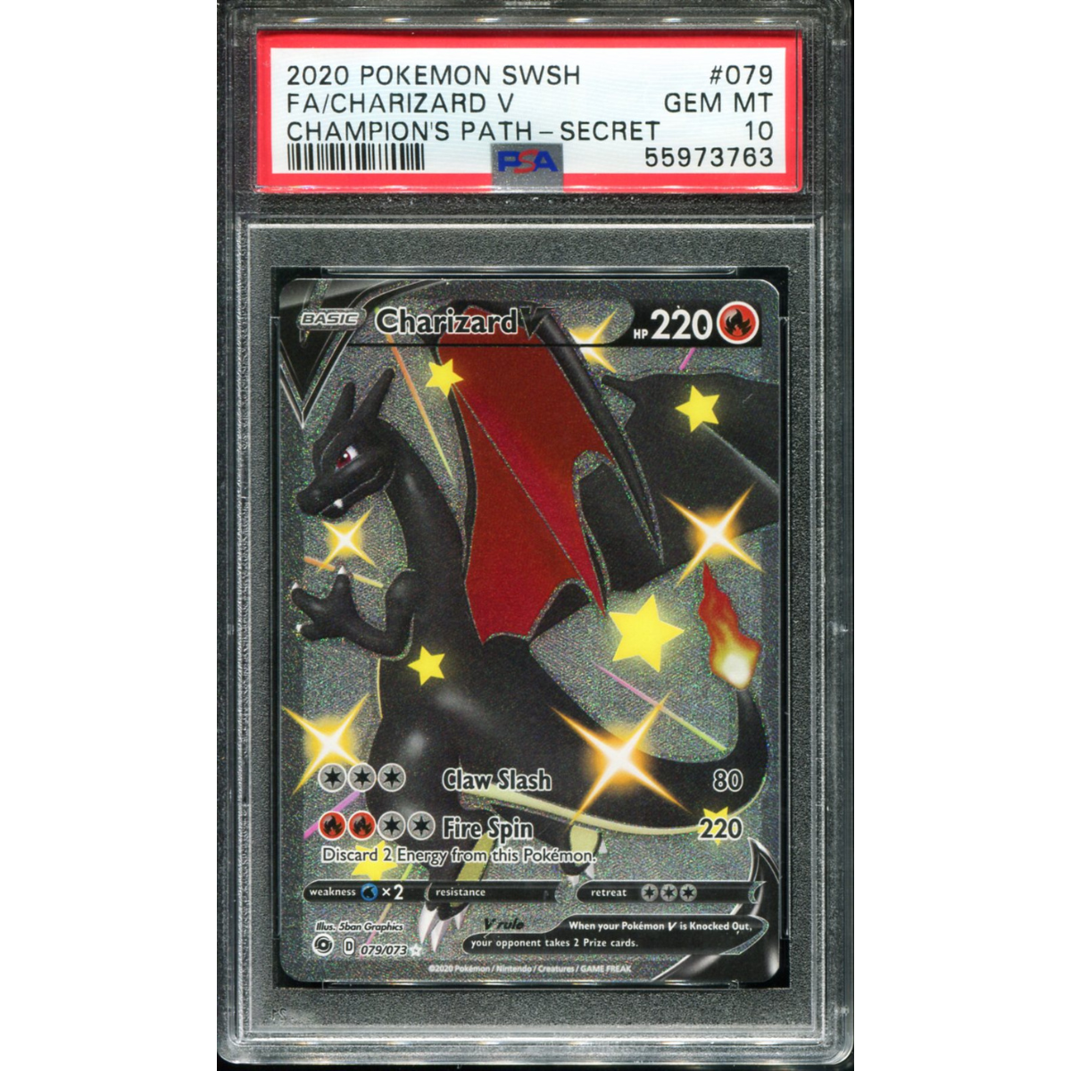 POKEMON TCG - CHARIZARD V 079/073 POKEMON PSA 10 CHAMPIONS PATH SECRET RARE