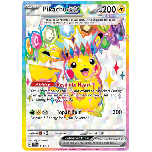 POKEMON TCG - PIKACHU EX 219/191 SURGING SPARKS ULTRA RARE