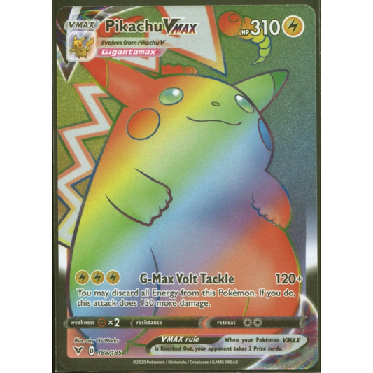 POKEMON TCG - PIKACHU VMAX 188/185 VIVID VOLTAGE RAINBOW RARE