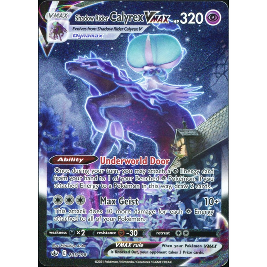 POKEMON TCG - SHADOW RIDER CALYREX VMAX 205/198 CHILLLING REIGN ALTERNATE ART