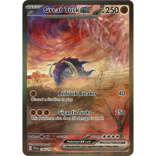 POKEMON TCG - GREAT TUSK EX 246/198 SCARLET & VIOLET BASE SET SPECIAL ILLUSTRATION RARE