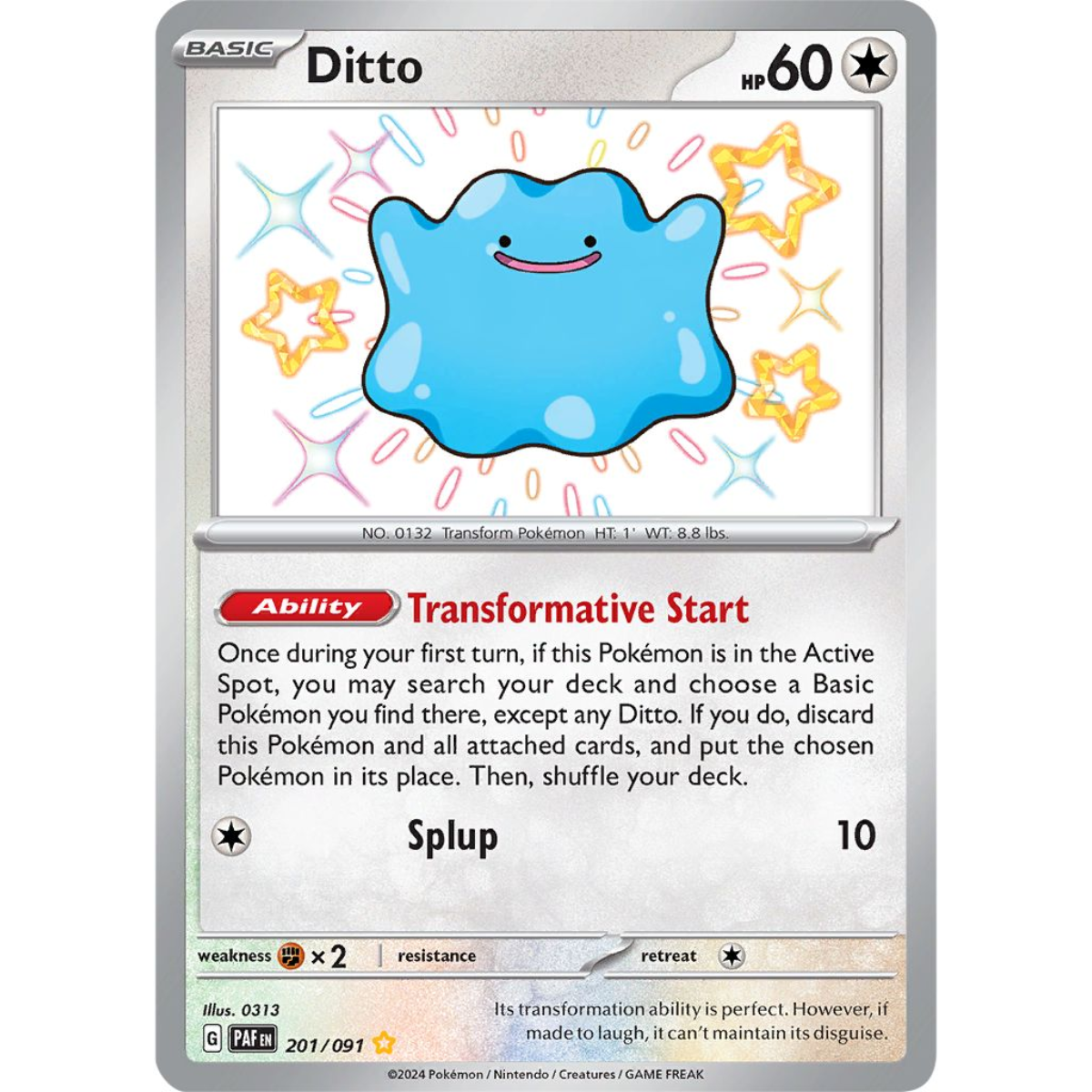 POKEMON TCG - DITTO 201/091 PALDEAN FATES BABY SHINY