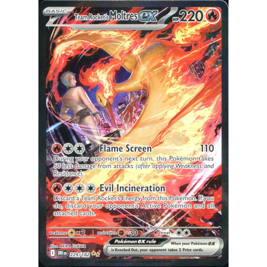 POKEMON TCG - TEAM ROCKET'S MOLTRES EX 229/182 DESTINED RIVALS SPECIAL ILLUSTRATION RARE