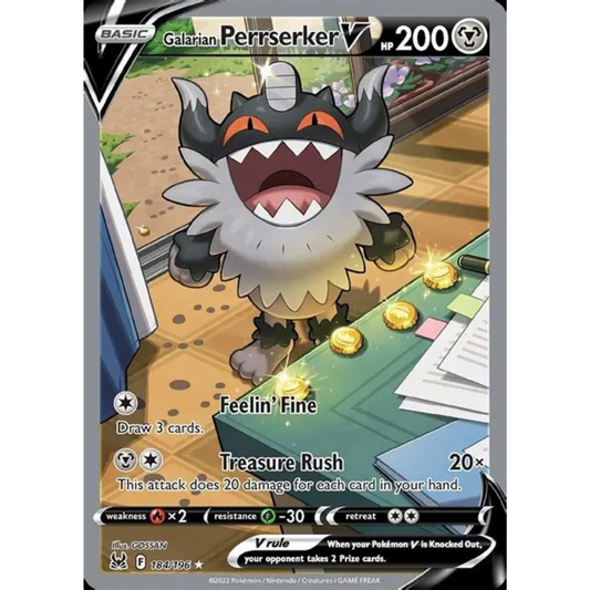 POKEMON TCG - GALARIAN PERRSERKER V 184/196 LOST ORIGIN ALTERNATE ART