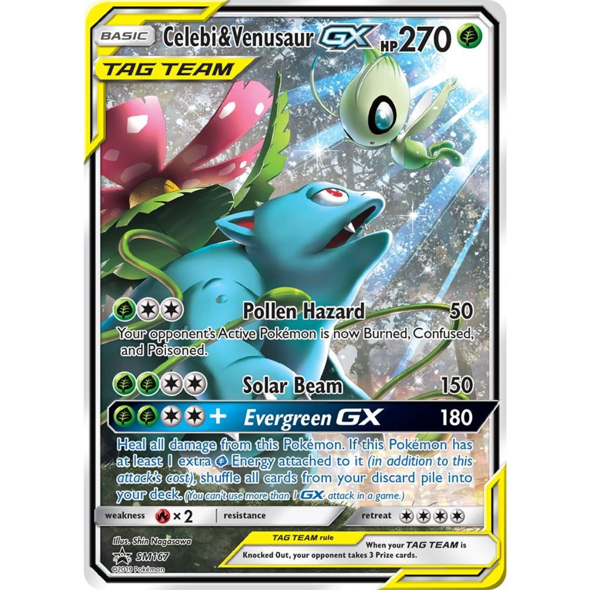 POKEMON TCG - CELEBI & VENUSAUR GX SM167 PROMO ALTERNATE ART MP