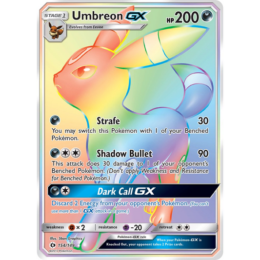 POKEMON TCG - UMBREON GX 154/149 SUN & MOON RAINBOW RARE
