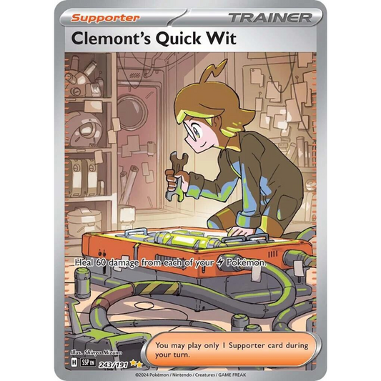 POKEMON TCG - CLEMONT'S QUICK WIT 243/191 SURGING SPARKS SPECIAL ILLUSTRATION RARE