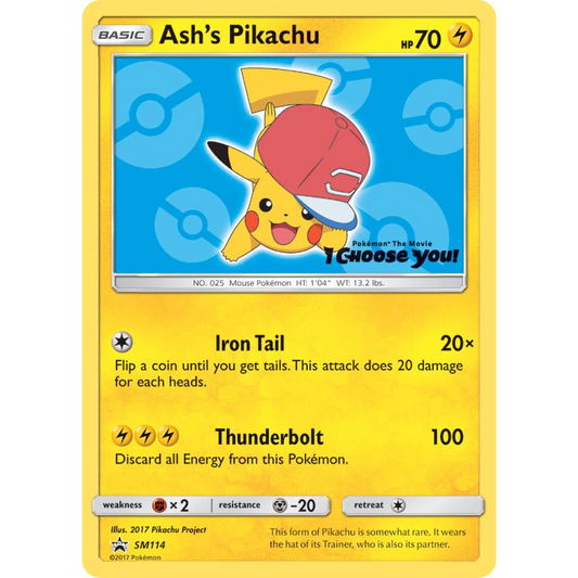POKEMON TCG - ASH'S PIKACHU SM114 2017 POKEMON PROMO BLUE