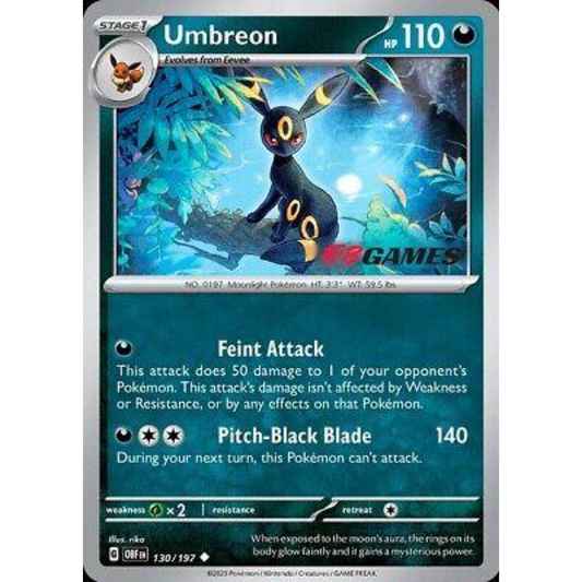 POKEMON TCG - UMBREON 130/197 EB GAMES PROMO REVERSE HOLO