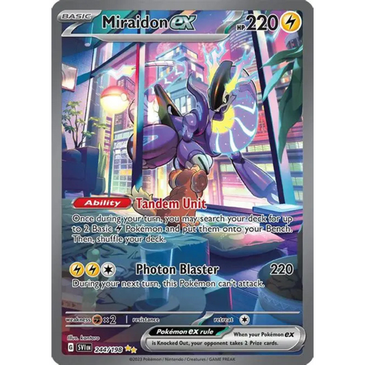 POKEMON TCG - MIRAIDON EX 244/198 SCARLET & VIOLET BASE SET SPECIAL ILLUSTRATION RARE