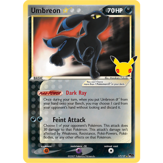 POKEMON TCG - UMBREON GOLD STAR 17/17 CELEBRATIONS CLASSIC COLLECTION HOLO