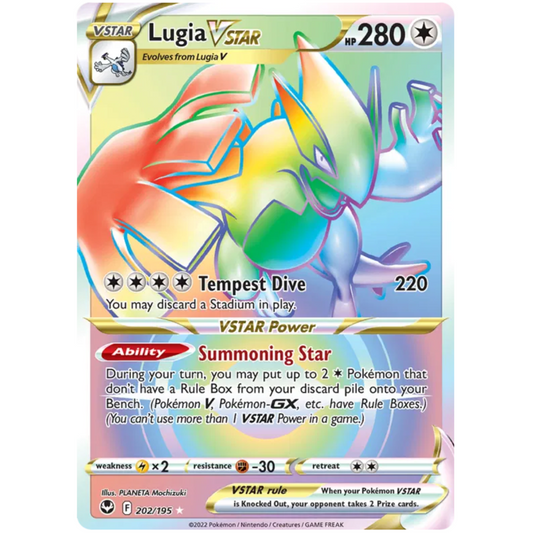 POKEMON TCG - LUGIA VSTAR 202/195 SILVER TEMPEST RAINBOW RARE