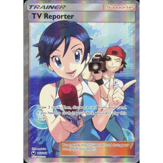 POKEMON TCG - TV REPORTER 167/168 CELESTIAL STORM FULL ART TRAINER