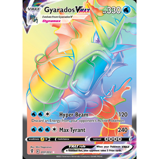 POKEMON TCG - GYARADOS VMAX 207/203 EVOLVING SKIES SECRET RARE