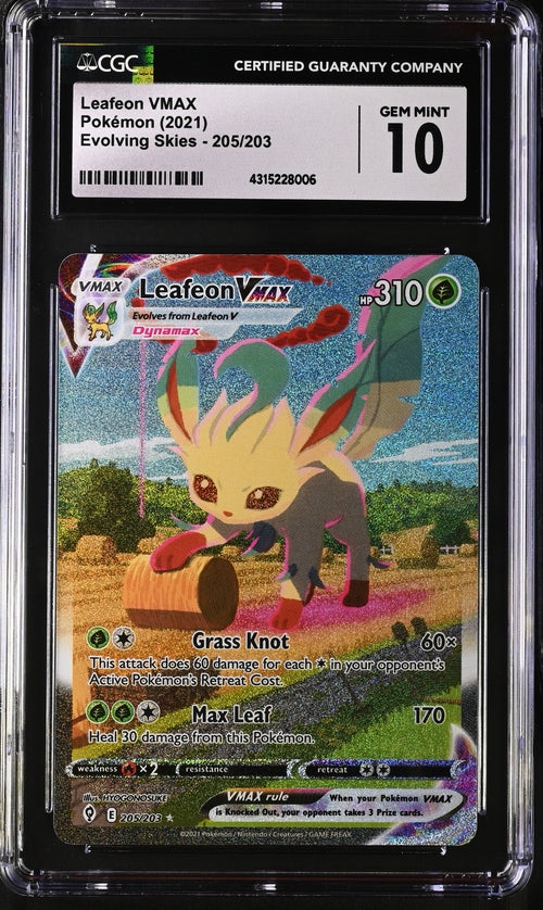 POKEMON TCG - LEAFEON VMAX 205/203 POKEMON CGC 10 EVOLVING SKIES