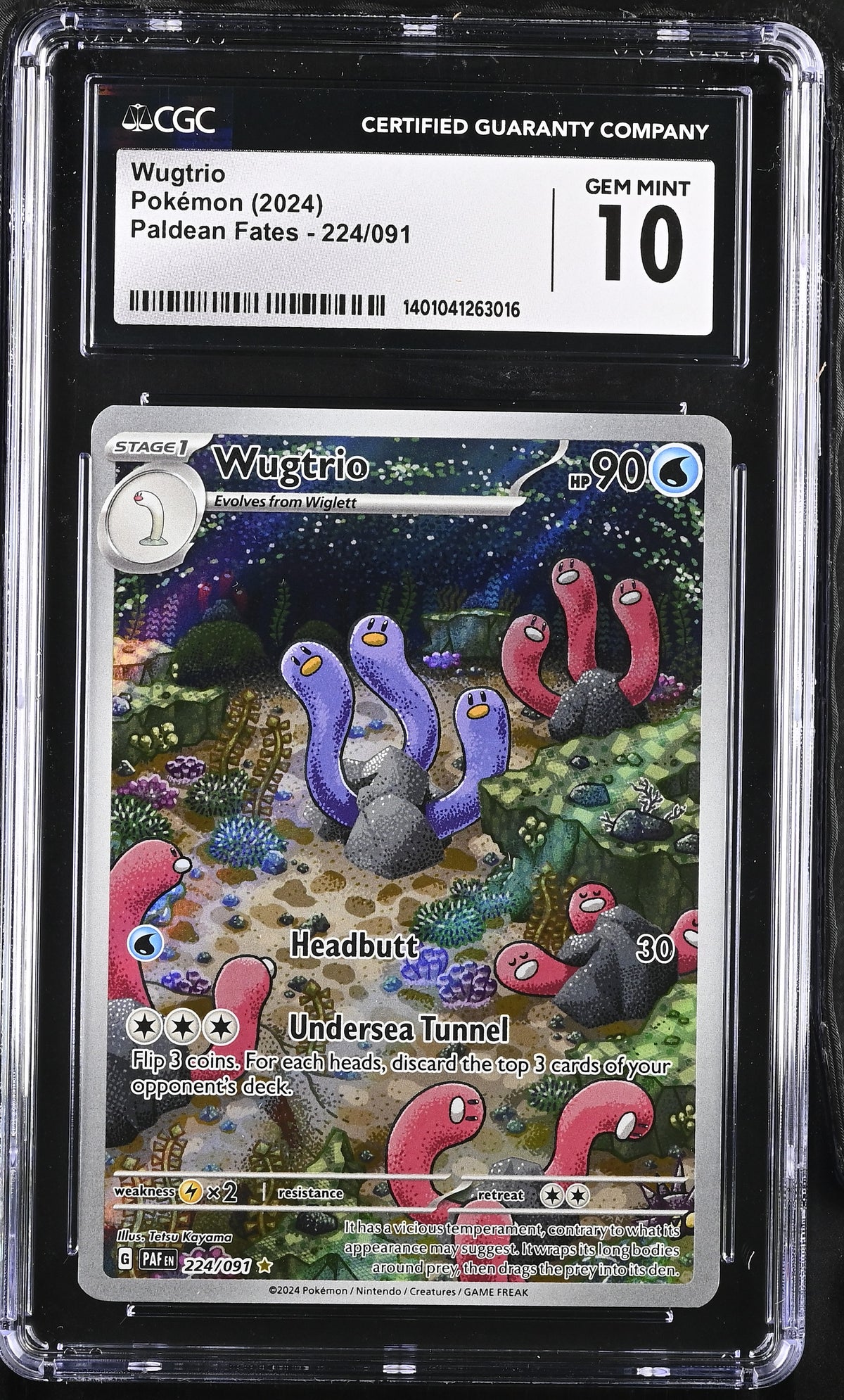 WUGTRIO 224/091 CGC 10 ILLUSTRATION RARE HOLO PALDEAN FATES POKEMON
