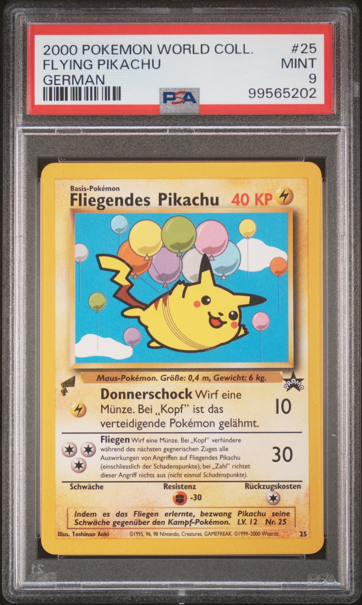 FLYING PIKACHU 25 PSA 9 GERMAN PIKACHU WORLD COLLECTION POKEMON