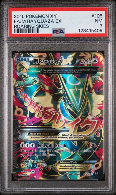 POKEMON TCG - M RAYQUAZA EX 105/108 POKEMON PSA 7 ROARING SKIES FULL ART
