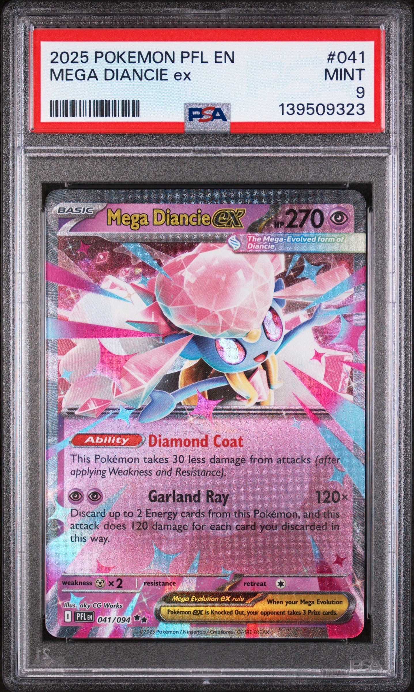 MEGA DIANCIE EX 041/094 PSA 9 PFL EN-PHANTASMAL FLAMES POKEMON