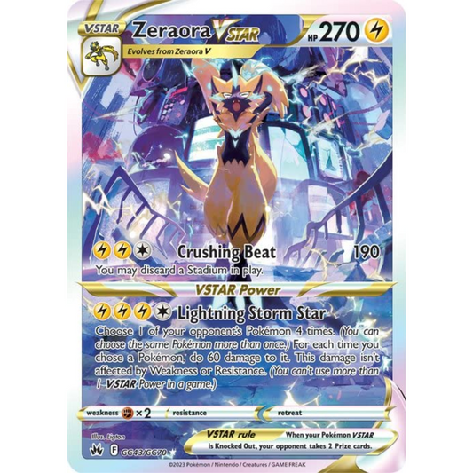 POKEMON TCG - ZERAORA VSTAR GG43/GG70 CROWN ZENITH GALARIAN GALLERY