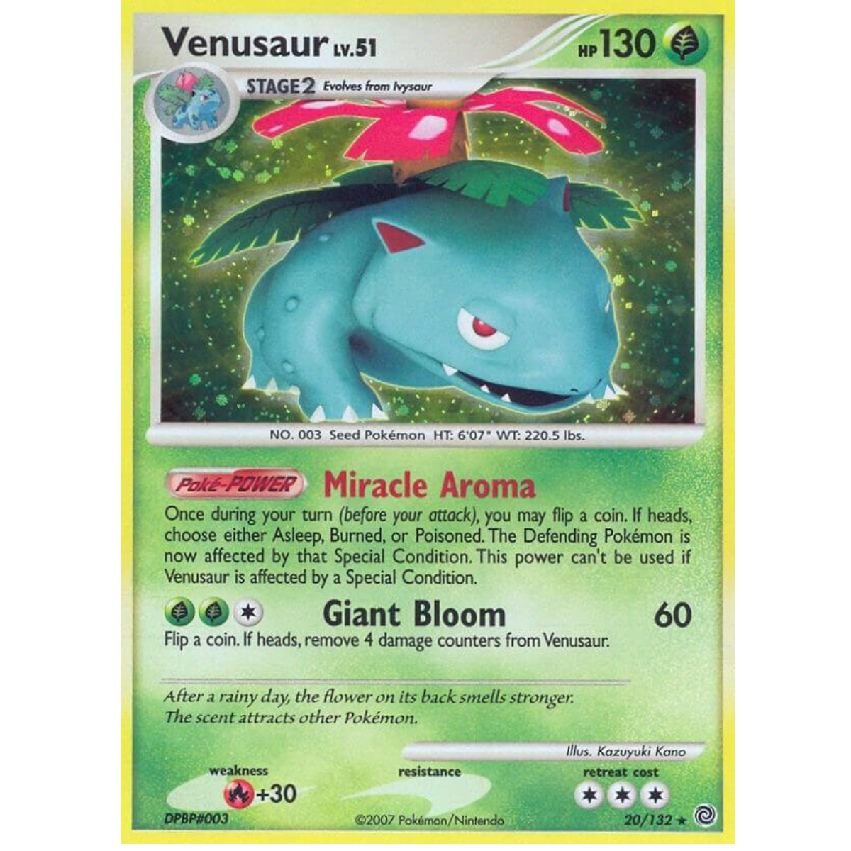 POKEMON TCG - VENUSAUR 20/132 SECRET WONDERS HOLO RARE (HOLO BLEED) LP