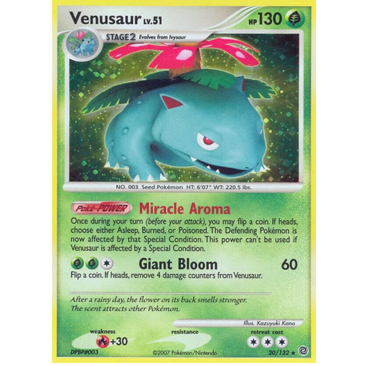 POKEMON TCG - VENUSAUR 20/132 SECRET WONDERS HOLO RARE (HOLO BLEED) LP