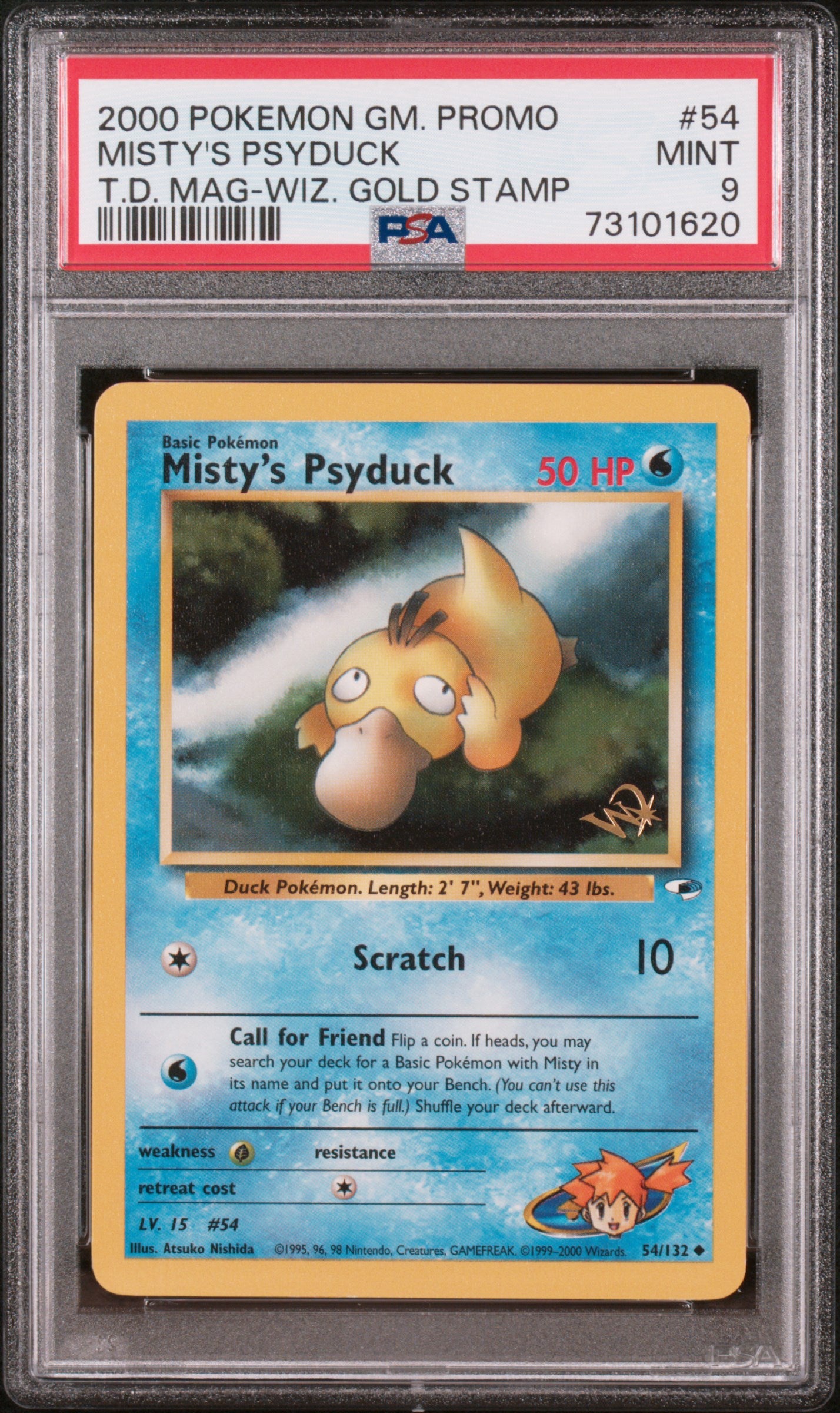 MISTY'S PSYDUCK 54 PSA 9 TOP DECK MAGAZINE GAME PROMO POKEMON