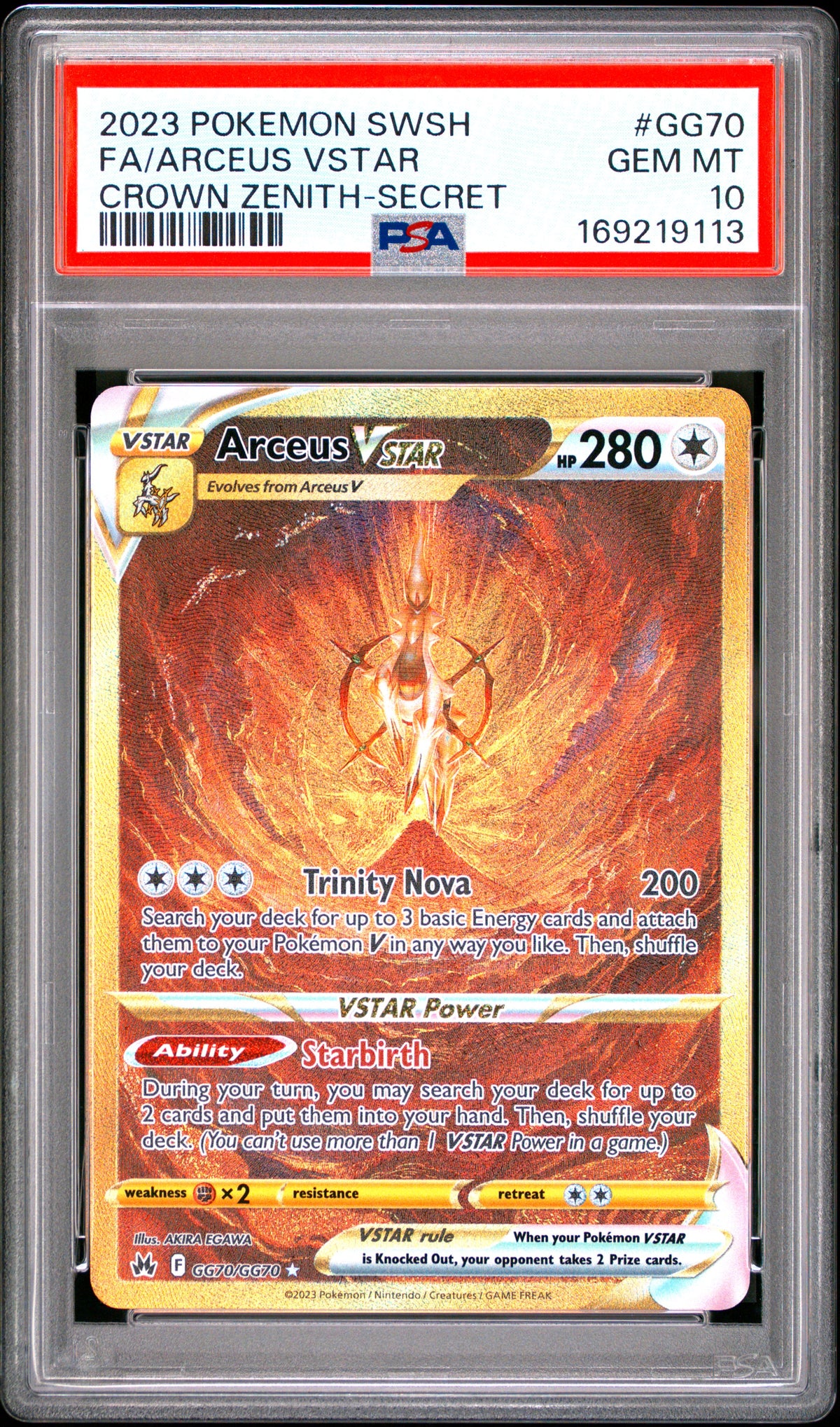 ARCEUS VSTAR GG70/GG70 PSA 10 SECRET SWORD SHIELD CROWN ZENITH POKEMON