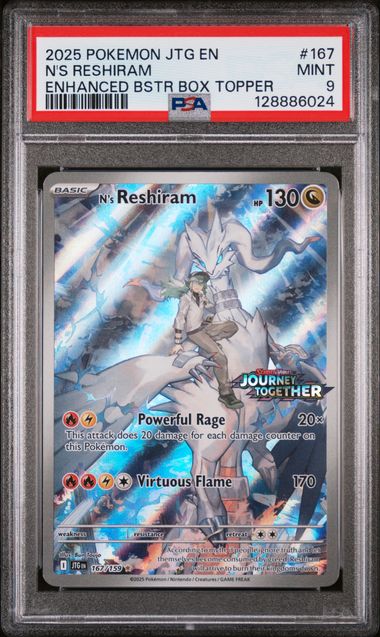 POKEMON TCG - N'S RESHIRAM 167/159 PSA 9 JOURNEY TOGETHER BOX TOPPER