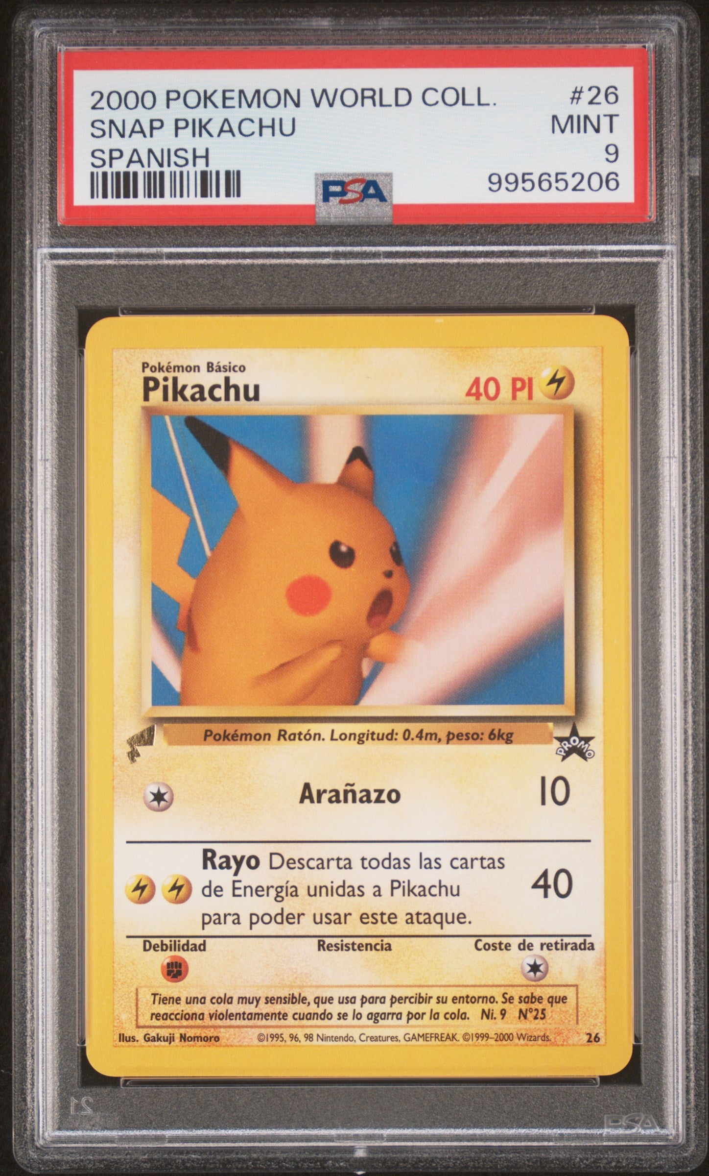 SNAP PIKACHU 26 PSA 9 SPANISH PIKACHU WORLD COLLECTION POKEMON