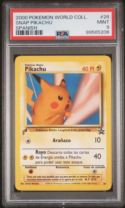 SNAP PIKACHU 26 PSA 9 SPANISH PIKACHU WORLD COLLECTION POKEMON