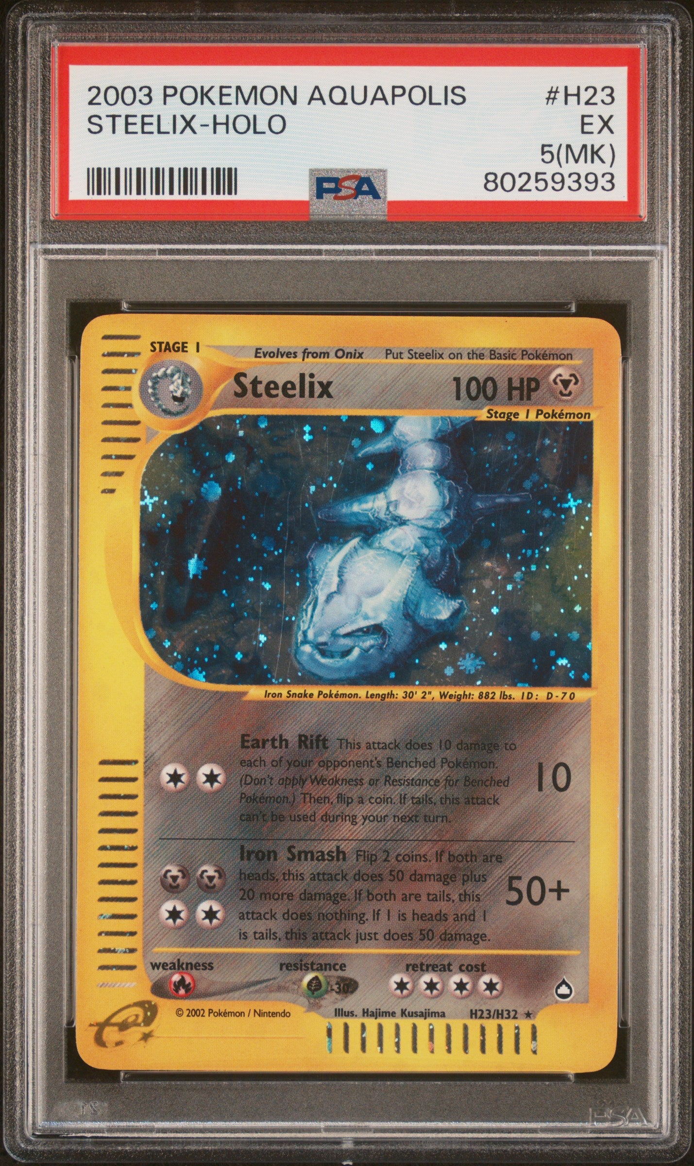 STEELIX HOLO H23/147 PSA 5 AQUAPOLIS POKEMON
