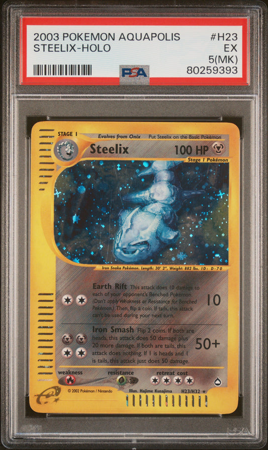 STEELIX HOLO H23/147 PSA 5 AQUAPOLIS POKEMON