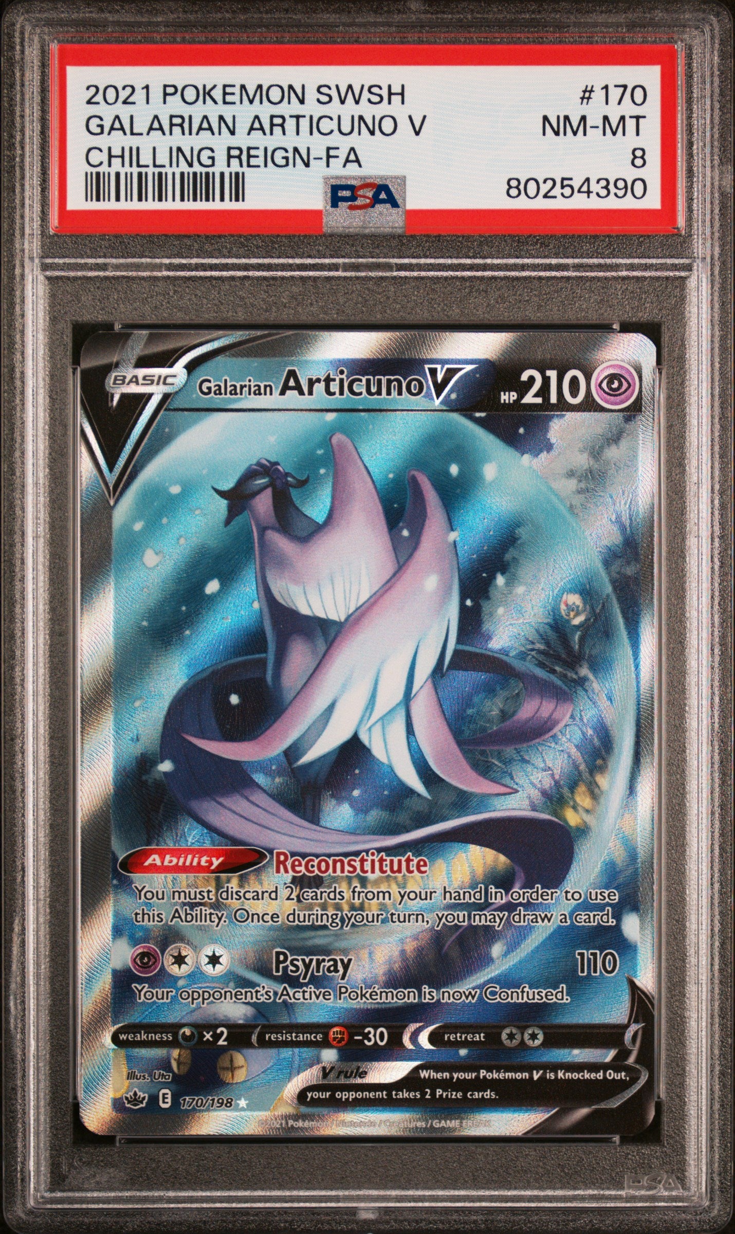POKEMON TCG - GALARIAN ARTICUNO V 170/198 PSA 8 CHILLING REIGN POKEMON